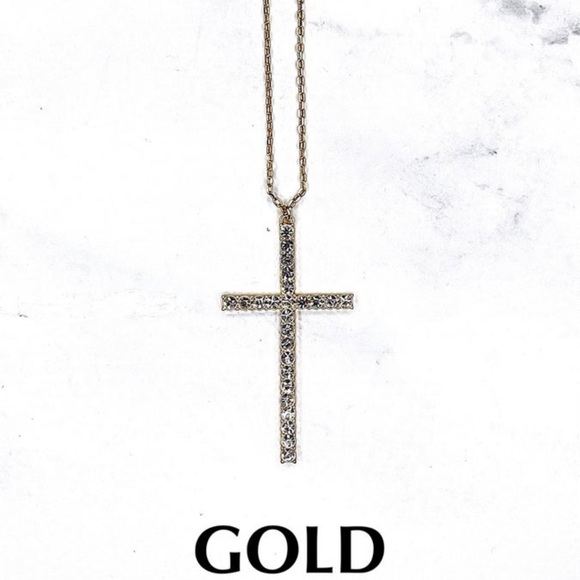 🆕🌿FRESH & CO: LARGE Crystal Cross CZ Necklace - Picture 4 of 7